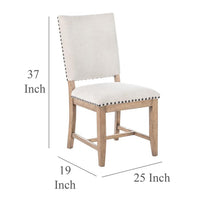 Nox Dining Side Chair Set of 2, Off White Upholstery, Nailhead Trim -BM326817