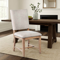 Nox Dining Side Chair Set of 2, Off White Upholstery, Nailhead Trim -BM326817