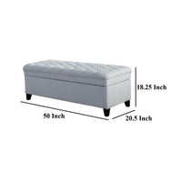 Rhya Storage Ottoman Bench, Light Blue Fabric, Black Wood, 50 Inch - BM326861