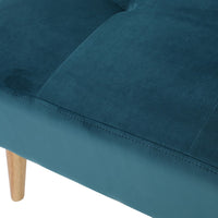 Ottoman, Tufted Teal Velvet, Brown Tapered Wood Legs, Square 31 Inch - BM326863
