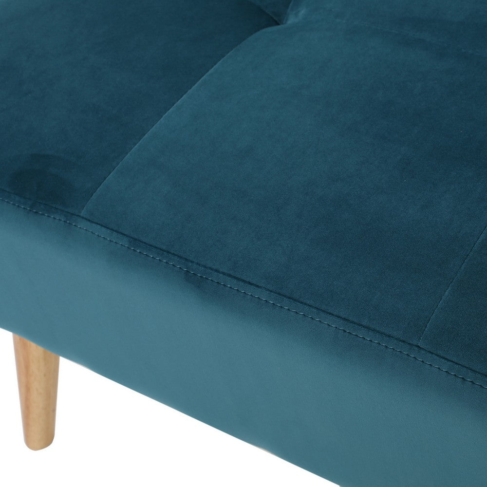 Ottoman, Tufted Teal Velvet, Brown Tapered Wood Legs, Square 31 Inch - BM326863