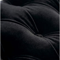 Kopa Bench Footstool, Tufted Black, Brown Wood, Curved Legs, 46 Inch - BM326872