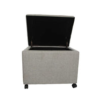 Storage Ottoman, Gray Fabric, Soft Cushions, Caster Wheels, 24 Inch - BM326873