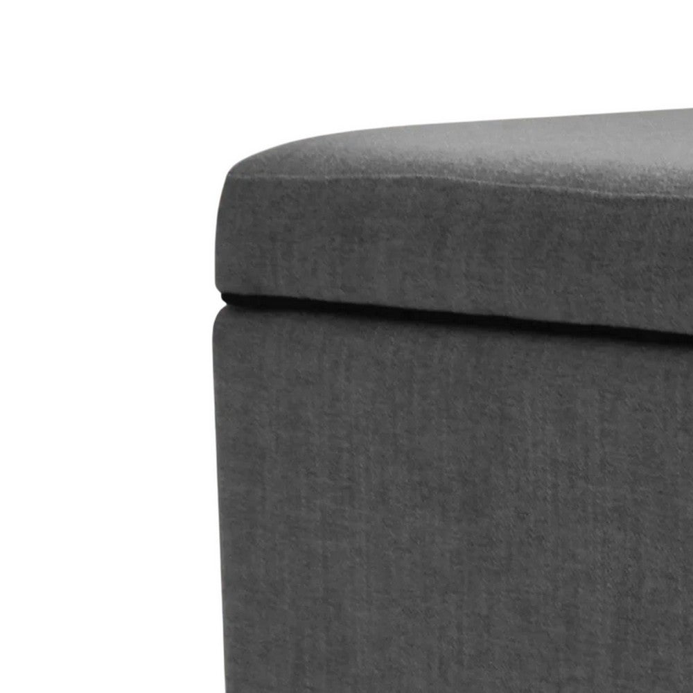 Storage Ottoman, Gray Fabric, Soft Cushions, Caster Wheels, 24 Inch - BM326873
