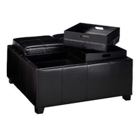 Storage Ottoman, Tufted Chocolate Brown Faux Leather, 35 Inch Square - BM326875