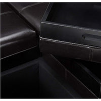 Storage Ottoman, Tufted Chocolate Brown Faux Leather, 35 Inch Square - BM326875