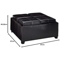 Storage Ottoman, Tufted Chocolate Brown Faux Leather, 35 Inch Square - BM326875