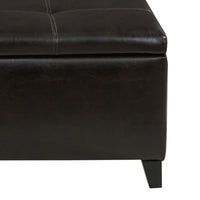 Lannie Storage Ottoman, Dual Top, Rich Brown Faux Leather, 48 Inch - BM326884