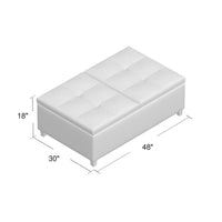 Lannie Storage Ottoman, Dual Top, Rich Brown Faux Leather, 48 Inch - BM326884