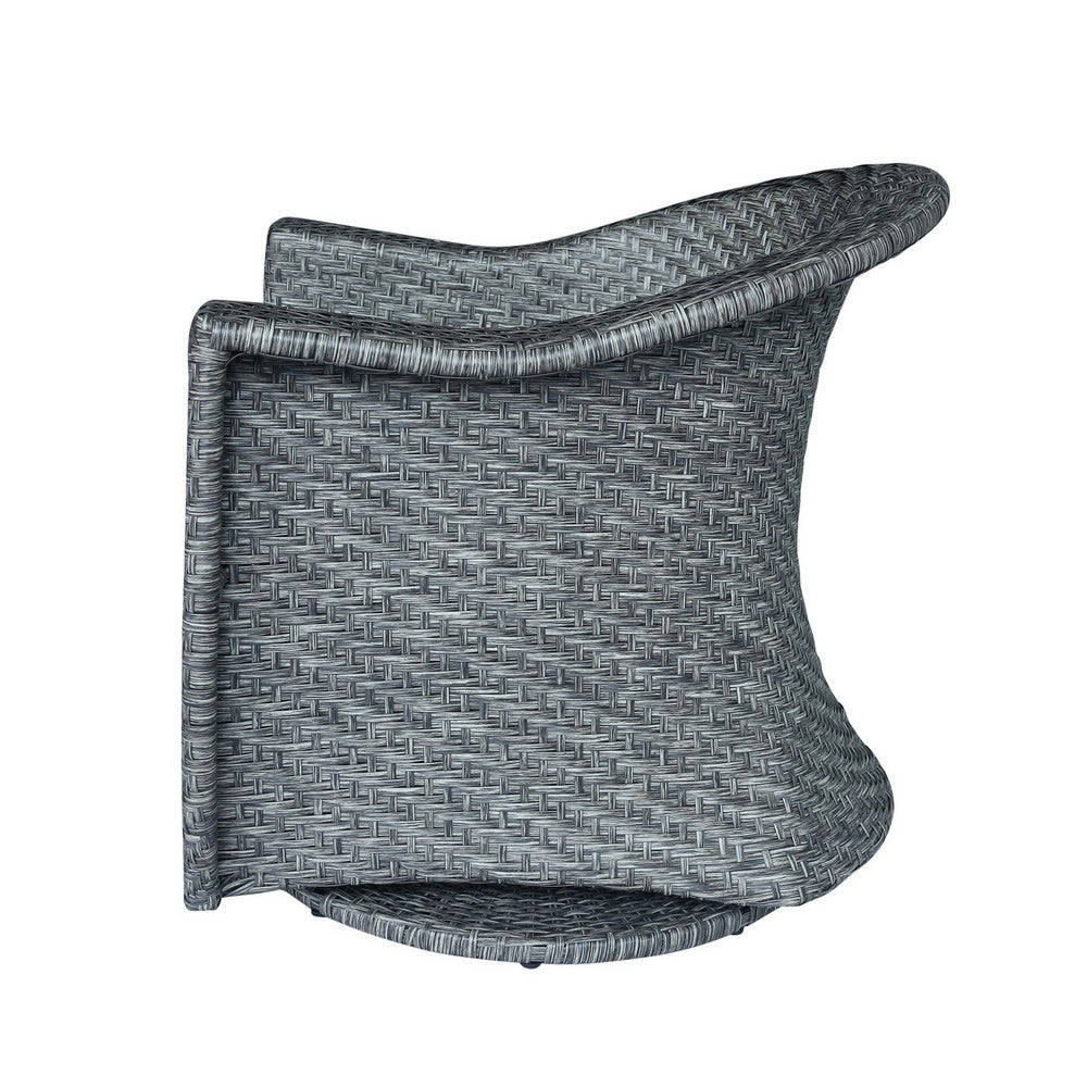 Nicki Outdoor Swivel Chair, Gray Rattan Wicker, Black Fabric Cushion - BM326886