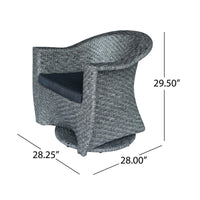 Nicki Outdoor Swivel Chair, Gray Rattan Wicker, Black Fabric Cushion - BM326886