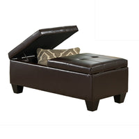Storage Ottoman, Chocolate Faux Leather, Soft Cushioning, 47 Inch - BM326887