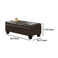 Storage Ottoman, Chocolate Faux Leather, Soft Cushioning, 47 Inch - BM326887
