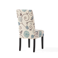 Dining Chair Set of 2, Beige Fabric, Soft Cushions, Black Rubberwood - BM326894