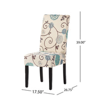 Dining Chair Set of 2, Beige Fabric, Soft Cushions, Black Rubberwood - BM326894