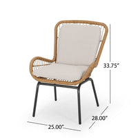 Outdoor Accent Chair Set of 2, White Fabric, Brown Faux Rattan, Black - BM326897