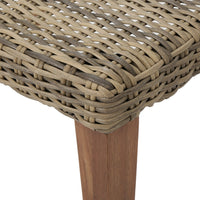 Bops Outdoor Ottoman, Gray Faux Rattan Wicker, Brown Acacia Wood - BM326898
