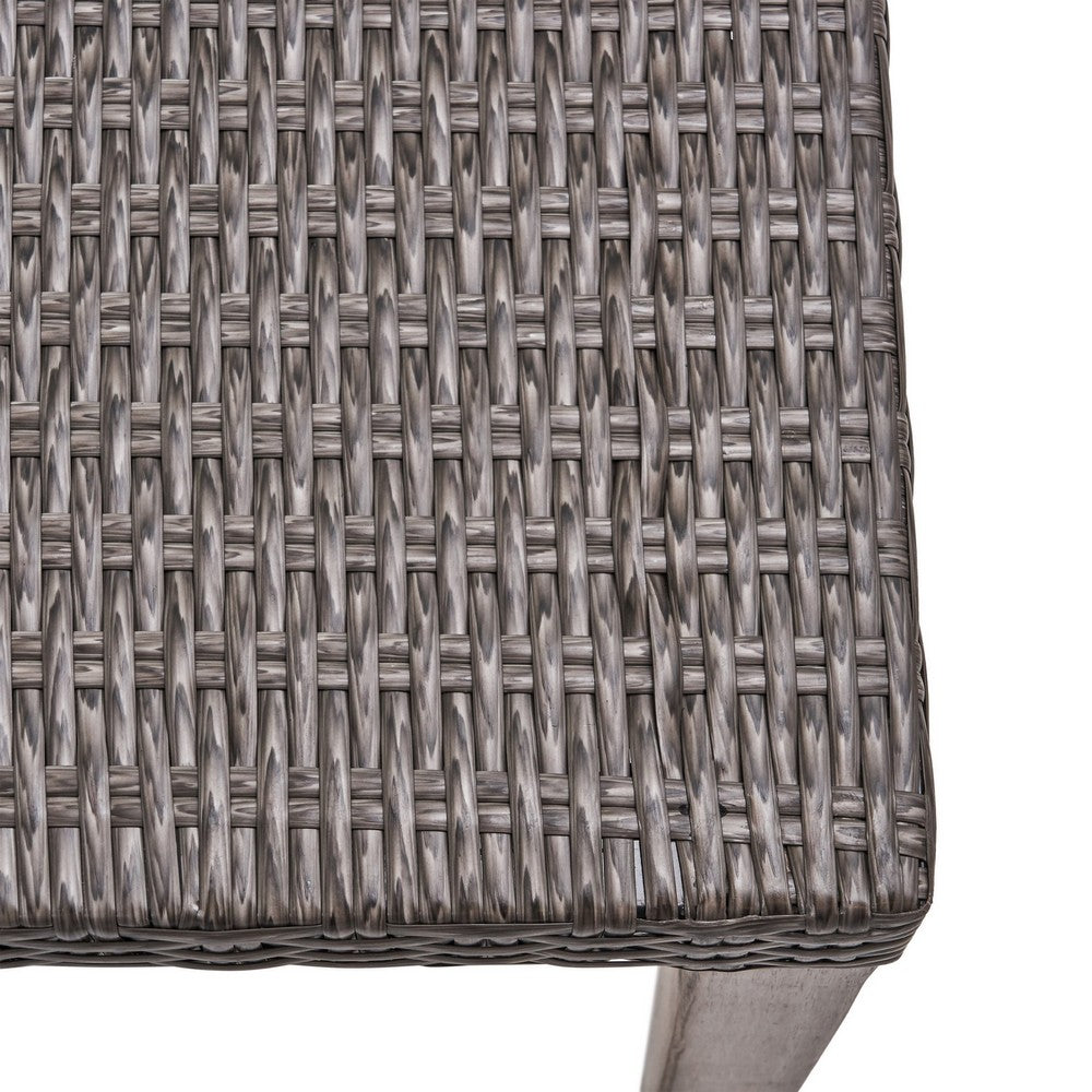 Bops Outdoor Ottoman, Gray Faux Rattan Wicker, 28 Inch Acacia Wood - BM326899