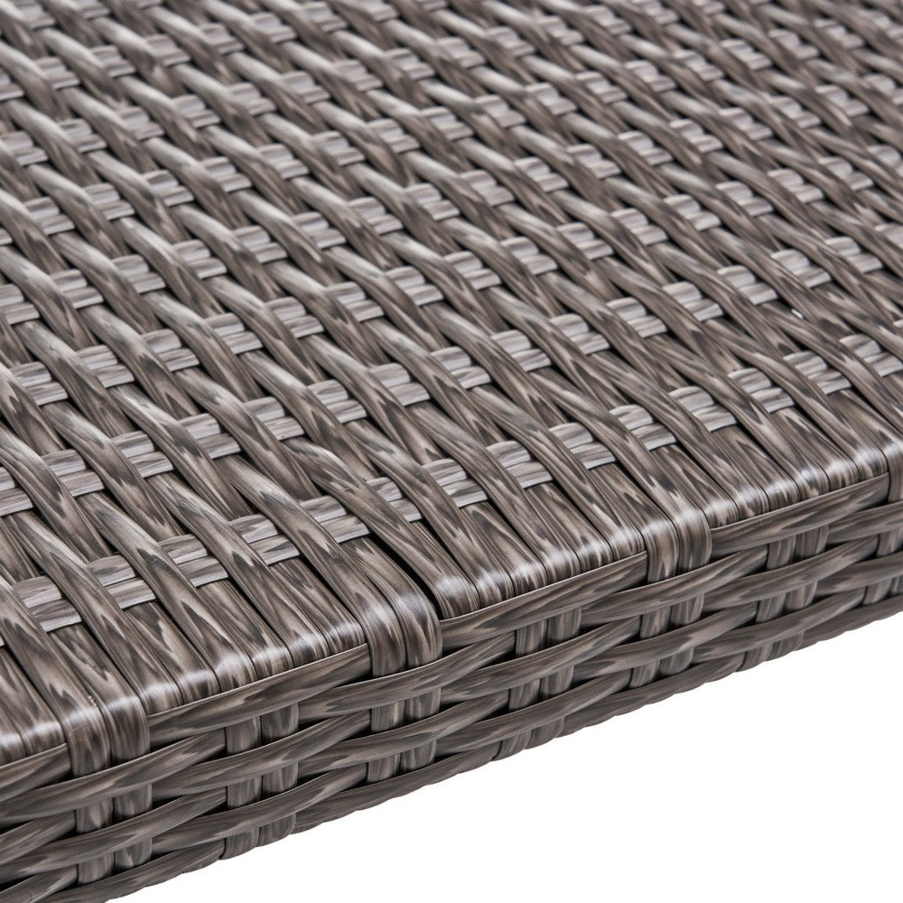 Bops Outdoor Ottoman, Gray Faux Rattan Wicker, 28 Inch Acacia Wood - BM326899