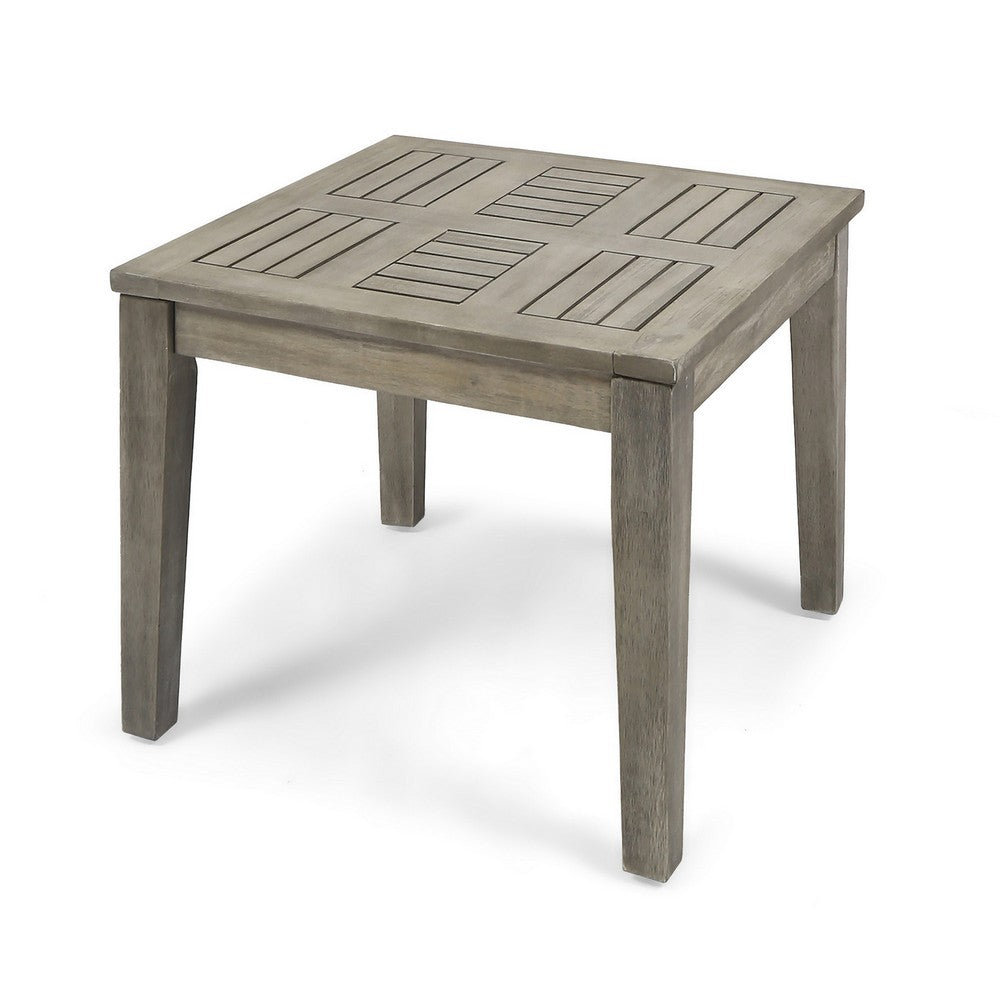 Bops Outdoor Square Side Table, 20 Inch Gray Weather-Resistant Wood - BM326900