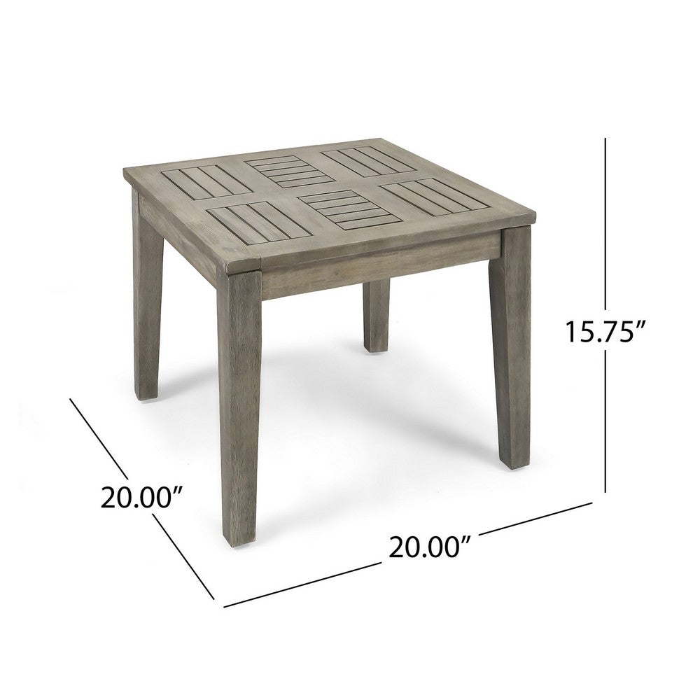 Bops Outdoor Square Side Table, 20 Inch Gray Weather-Resistant Wood - BM326900