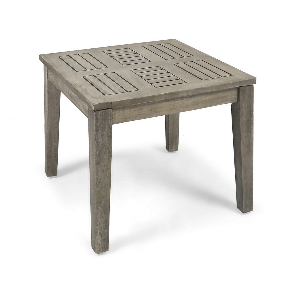 Bops Outdoor Square Side Table, 20 Inch Gray Weather-Resistant Wood - BM326900