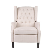 Pushback Recliner Chair, Strutted Legs, Beige Tufted Pleated Fabric - BM326903
