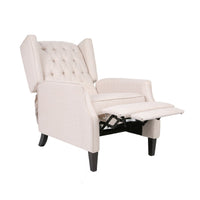 Pushback Recliner Chair, Strutted Legs, Beige Tufted Pleated Fabric - BM326903