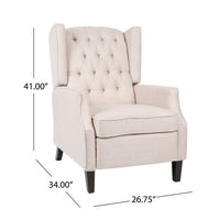 Pushback Recliner Chair, Strutted Legs, Beige Tufted Pleated Fabric - BM326903