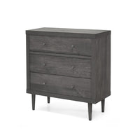 Raya Tall Dresser Chest, 3 Drawers and Rubberwood Legs, Modern Gray - BM326904