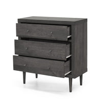 Raya Tall Dresser Chest, 3 Drawers and Rubberwood Legs, Modern Gray - BM326904