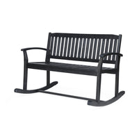 Outdoor Rocking Loveseat Bench, 50 Inch Gray Acacia Wood - BM326915