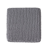 Square Knitted Footstool Ottoman, Handwoven Design 17 Inch Gray Cotton - BM326920