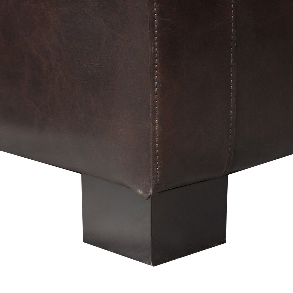 Liani Ottoman Bench, Storage Top, 50 Inch Dark Brown Bonded Leather - BM326922