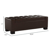 Liani Ottoman Bench, Storage Top, 50 Inch Dark Brown Bonded Leather - BM326922