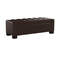 Liani Ottoman Bench, Storage Top, 50 Inch Dark Brown Bonded Leather - BM326922