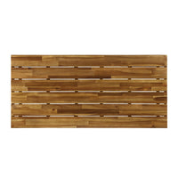 Patio Coffee Table, Slatted Top, Brown Iron, 50 Inch Teak Brown Acacia - BM326924