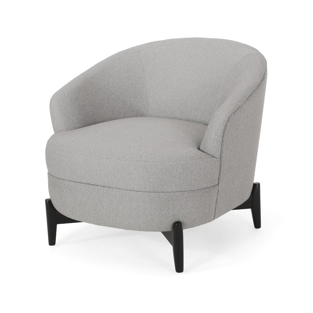 Olie Accent Club Chair, Barrel Style, Boucle Gray Fabric, Cross Base - BM326932