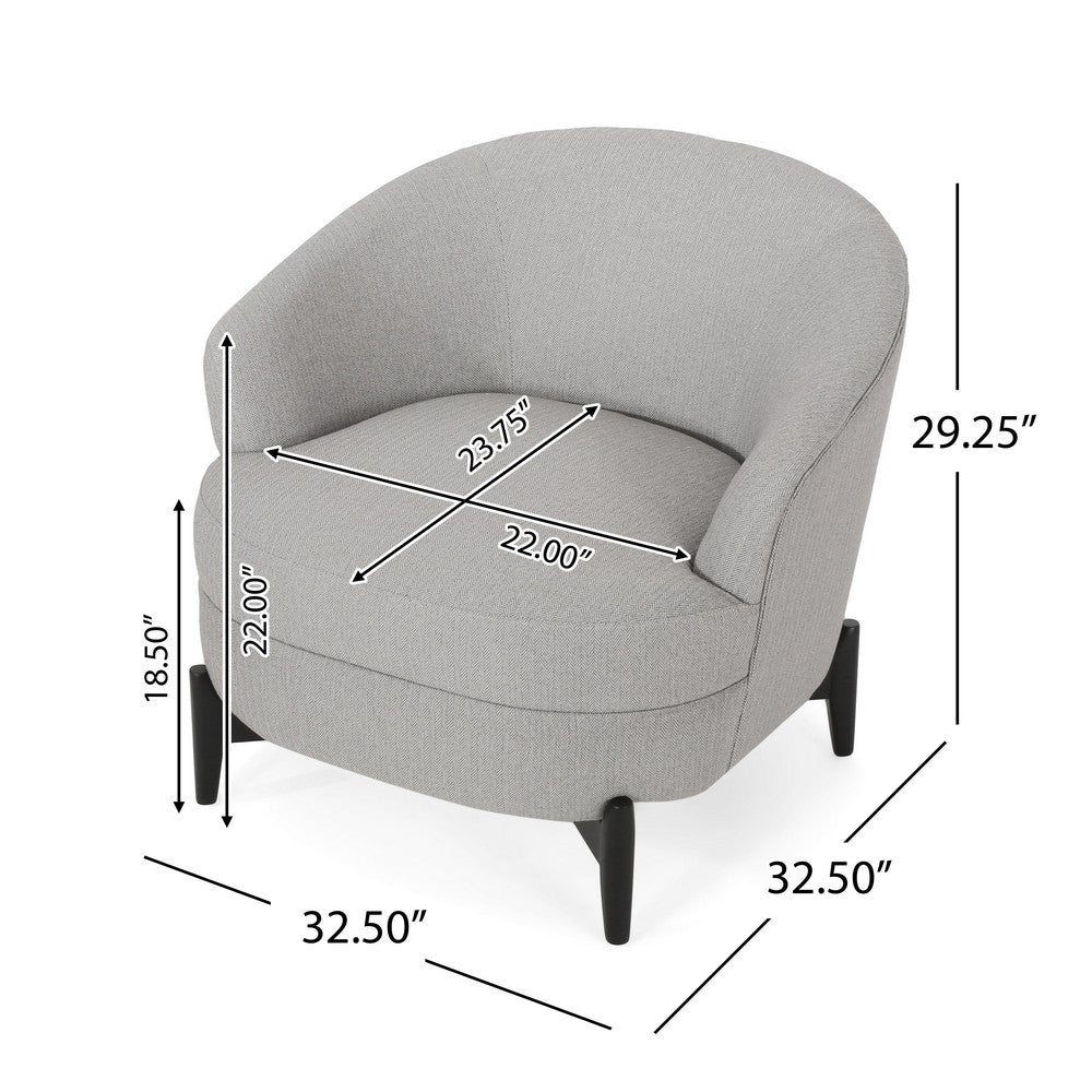 Olie Accent Club Chair, Barrel Style, Boucle Gray Fabric, Cross Base - BM326932