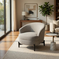Olie Accent Club Chair, Barrel Style, Boucle Gray Fabric, Cross Base - BM326932