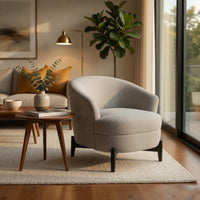 Olie Accent Club Chair, Barrel Style, Boucle Gray Fabric, Cross Base - BM326932