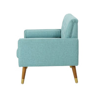 Lita Wide Accent Club Chair, Button Tufted, Light Blue Textured Fabric - BM326935