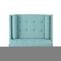 Lita Wide Accent Club Chair, Button Tufted, Light Blue Textured Fabric - BM326935