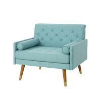 Lita Wide Accent Club Chair, Button Tufted, Light Blue Textured Fabric - BM326935