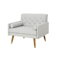 Lita Wide Accent Club Chair, Button Tufted, Gray Textured Fabric - BM326936