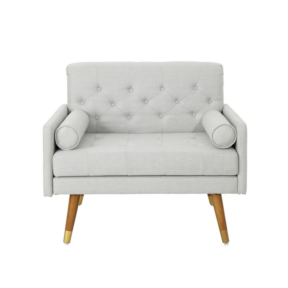 Lita Wide Accent Club Chair, Button Tufted, Gray Textured Fabric - BM326936