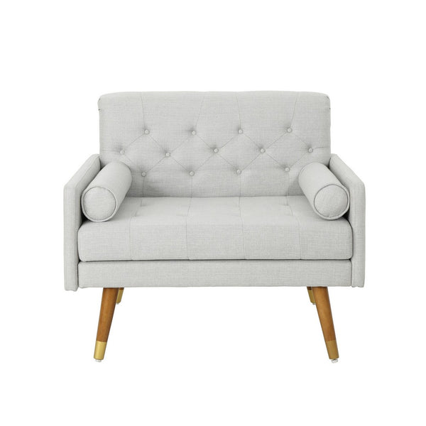 Lita Wide Accent Club Chair, Button Tufted, Gray Textured Fabric - BM326936