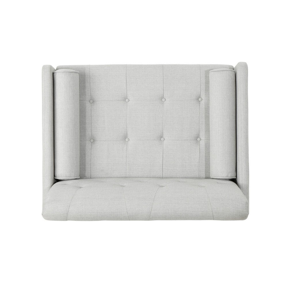 Lita Wide Accent Club Chair, Button Tufted, Gray Textured Fabric - BM326936