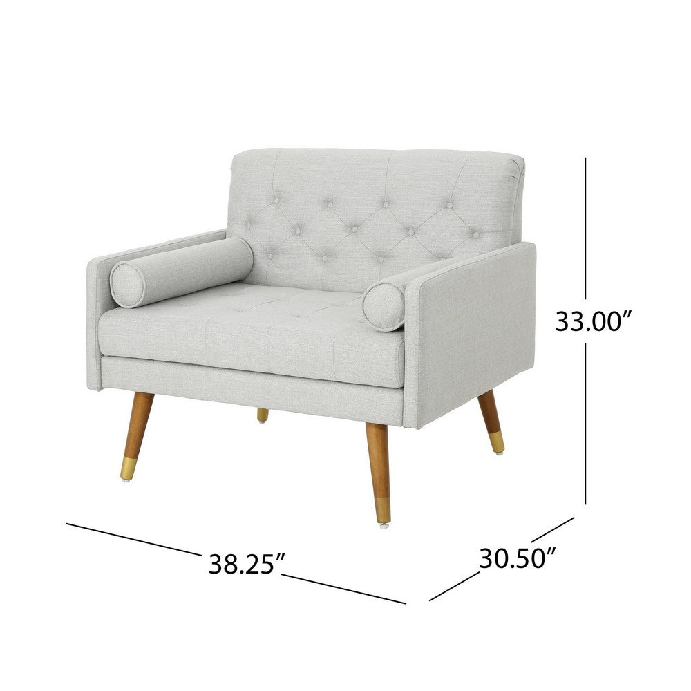 Lita Wide Accent Club Chair, Button Tufted, Gray Textured Fabric - BM326936