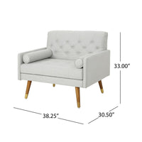 Lita Wide Accent Club Chair, Button Tufted, Gray Textured Fabric - BM326936